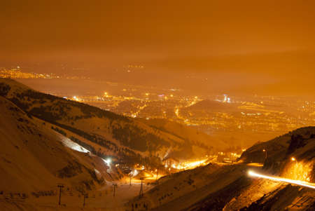 Night view on Erzurum from Palandokenの写真素材