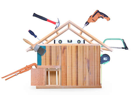 Wooden house and isolatedの写真素材