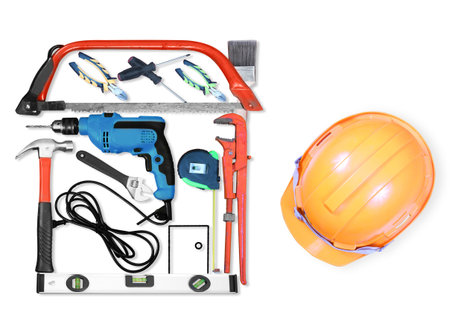 Selection of tools in the shape of a house 