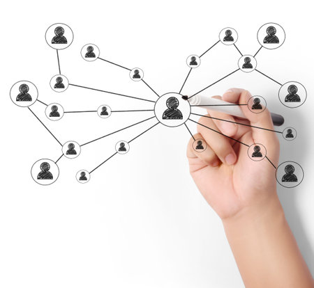 Business man drawing social network 