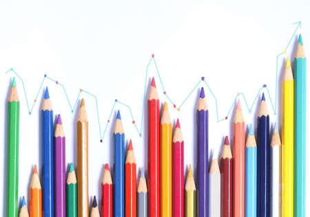 Colour pencils isolated on white background の写真素材