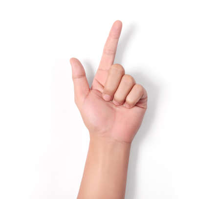 hand making sign on white background の写真素材