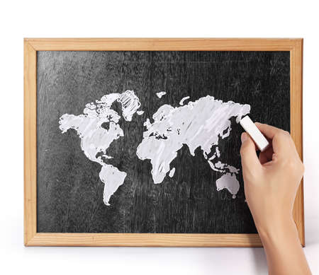drawing social network  on blank blackboard の写真素材