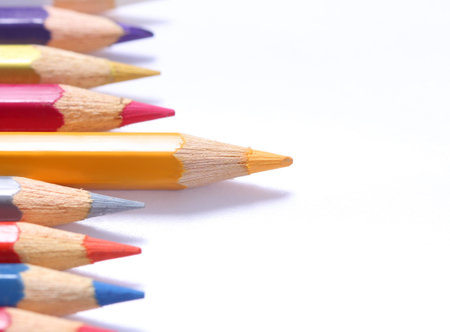 Colour pencils isolated on white background