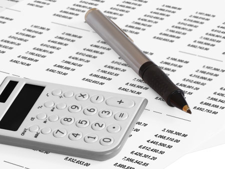 calculator on financial statement 