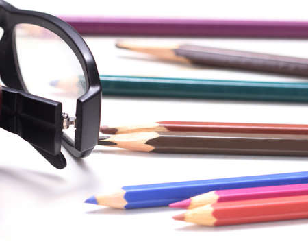 Colour pencils isolated on white background の写真素材