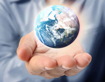 Globe ,earth in human hand の写真素材