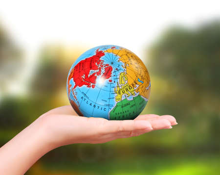 Globe ,earth in human hand の写真素材
