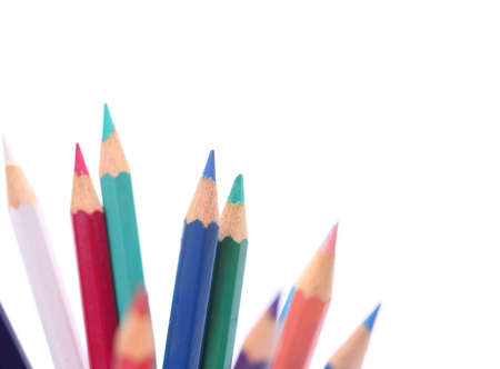 Colour pencils on white background の写真素材