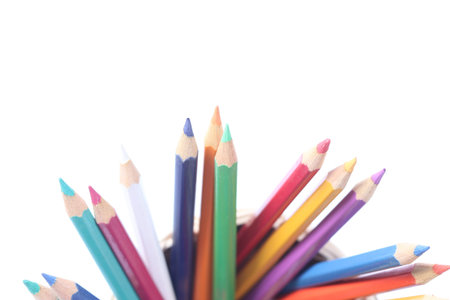 Colour pencils isolated on white background の写真素材