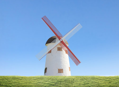 Windmills near the water in Kinderdijk 