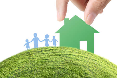 house of paper in hand businessmen の写真素材