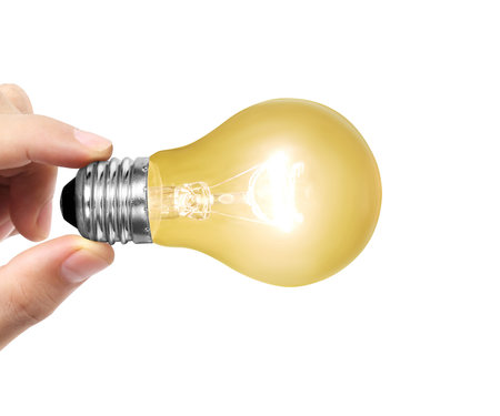 Ideas light bulb on a hand の写真素材