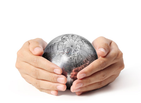 Globe ,earth in human hand 