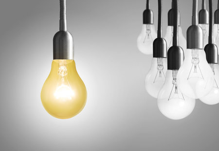 ideas, energy saving light bulb の写真素材