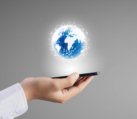 Modern mobile phone in hand 