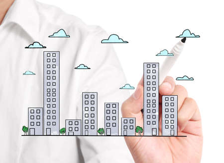 drawing Buildings and cityscape の写真素材