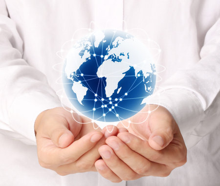 Globe ,earth in human hand