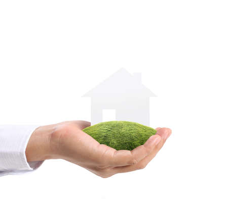 house of paper in hand businessmen の写真素材