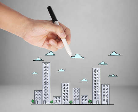 drawing Buildings and the cityscape の写真素材