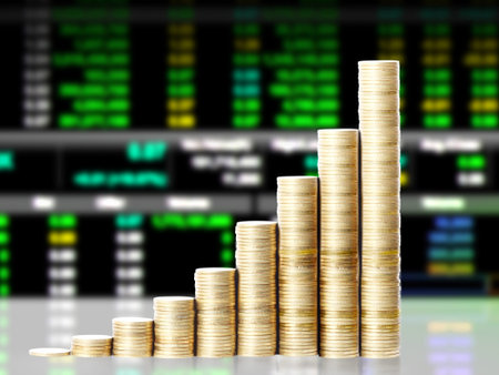 plant on gold coins and the graph themの写真素材