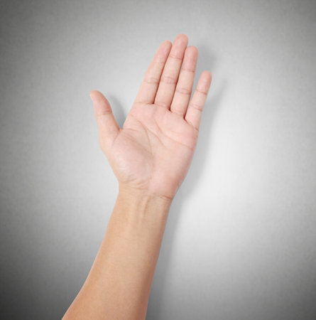 hand making sign on white background 