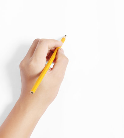  pencil in the hand  rubber writting something 