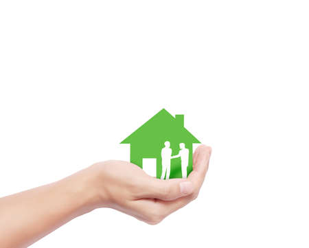 house of paper in hand businessmen の写真素材