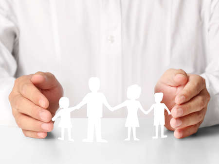 ideas,paper family in the hand の写真素材