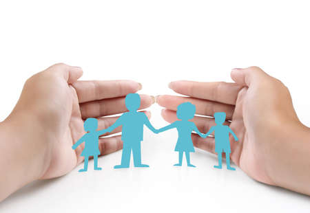 ideas,paper family in the hand の写真素材