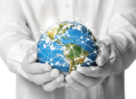 earth social in human the hand の写真素材