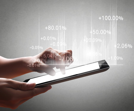 touch screen tablet with the graph 