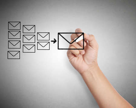 Business man drawing social network の写真素材