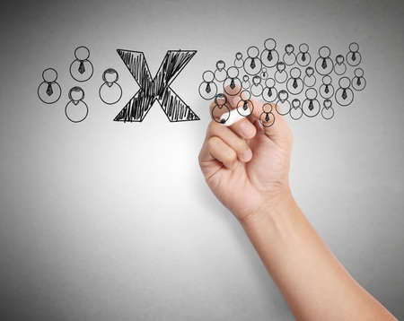 Business man drawing social network の写真素材