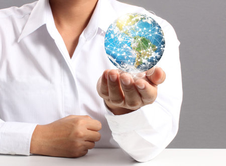 earth social in human the hand Elements of this image furnished by NASA 