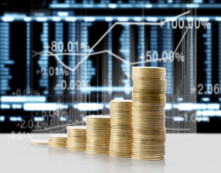 gold the coins and graph themの写真素材