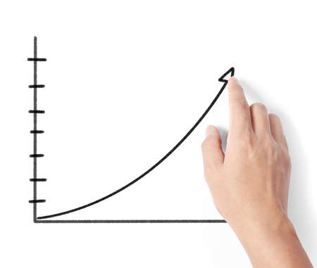 Business man pushing the graph の写真素材