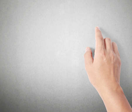 male hand touching virtual screenの写真素材