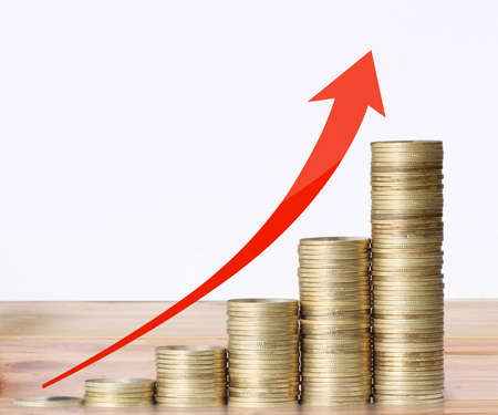 gold the coins and graph them の写真素材