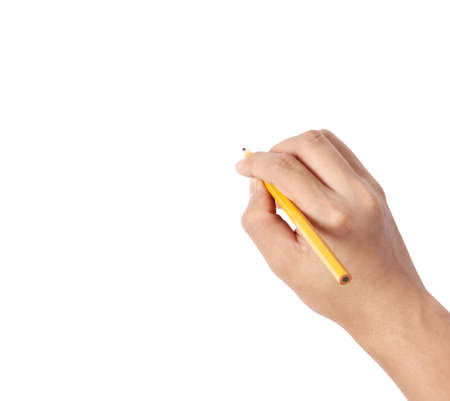 hands with pencil writting something の写真素材