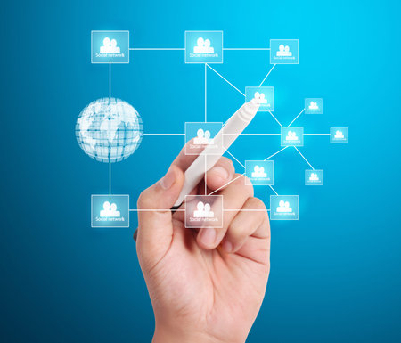 Business man drawing the social network 