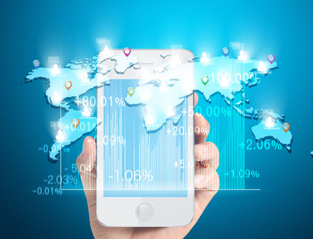 Modern mobile phone in a hand 