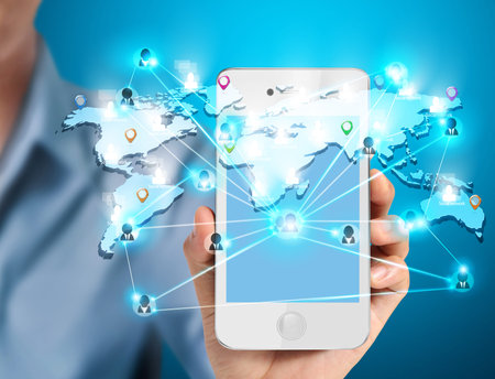 Modern mobile phone in a hand 