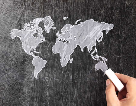 Business man drawing social network の写真素材