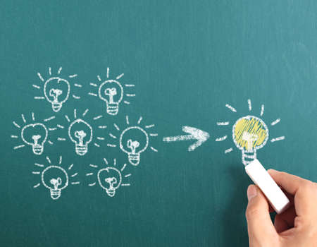 drawing idea the light bulb の写真素材