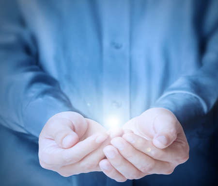 Open palm a hand gestureの写真素材