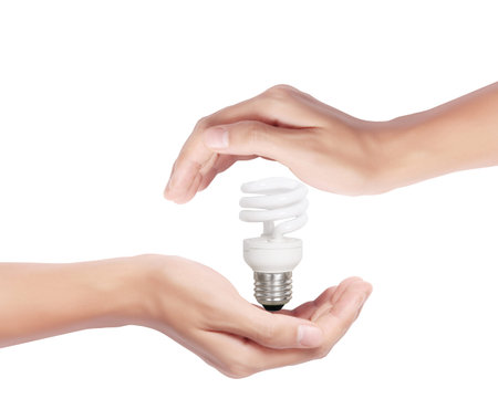 Ideas light bulb in the hand の写真素材