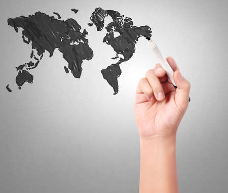 Business man drawing the social network の写真素材