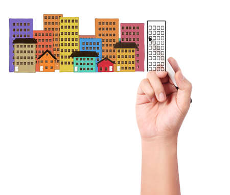 business men drawing the house の写真素材