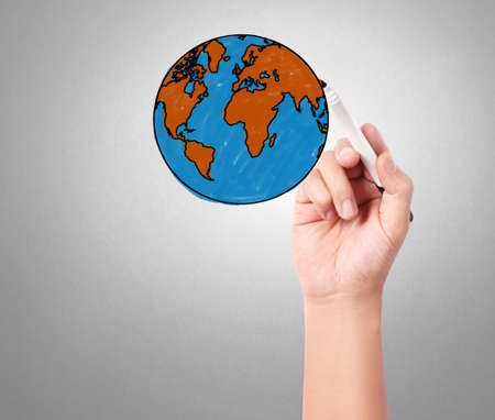 Business man drawing the social network の写真素材